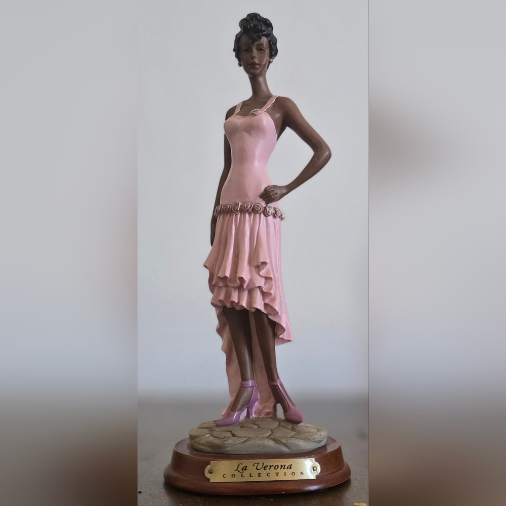 La Verona Collection Pink Dress Vintage African- American Figurine *Rare*